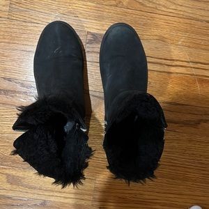 Black J Slide fur booties